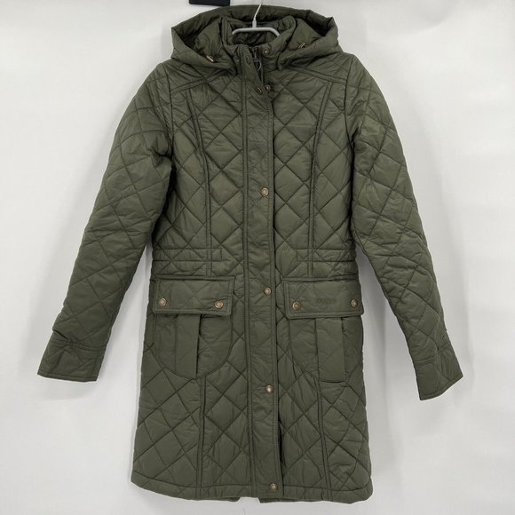 Barbour Jackets & Coats Barbour Womens Olive Green Jenkins Quilted Jacket Removable Hood Us